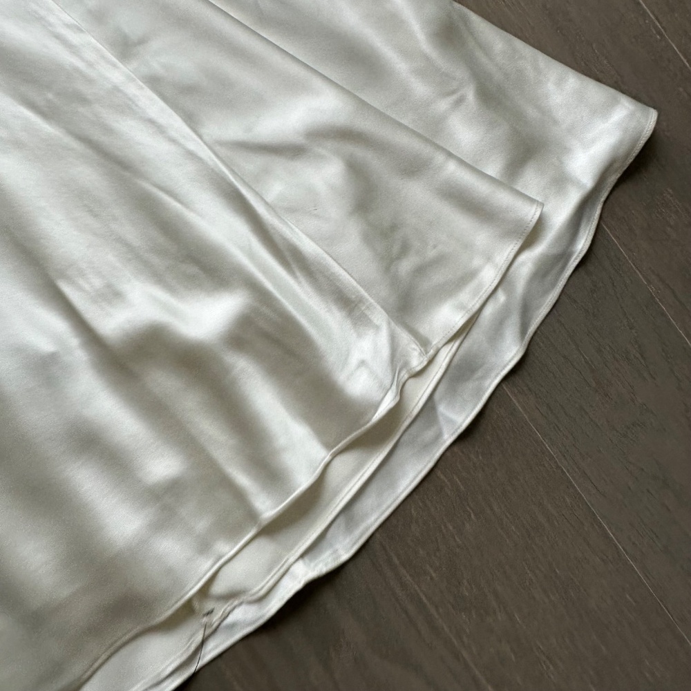 Reformation Pernille 100% Silk Ivory Wedding Dress with Tie Straps - Picture 14 of 15